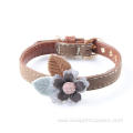Friendly Solid Cute Leather Pet Dog Flower Collar